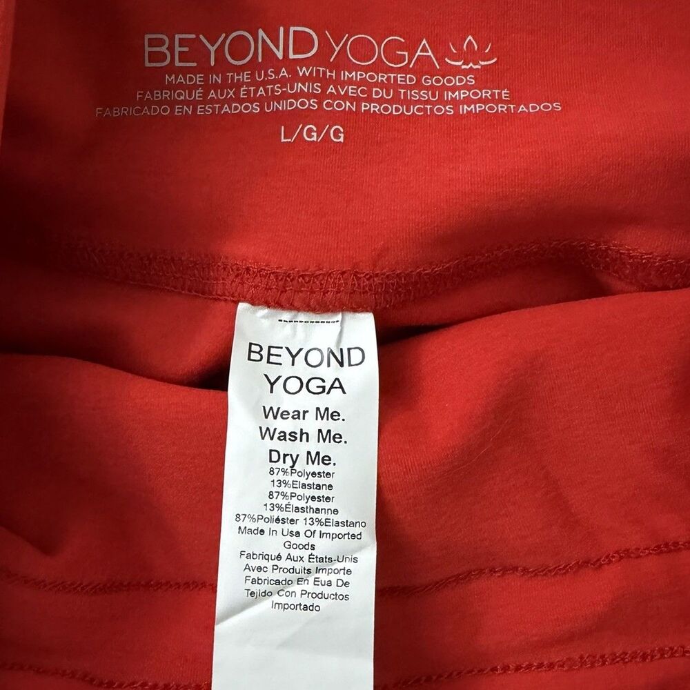 Beyond Yoga Leggings Womens Large Red Spacedye Go Pocket Midi Length High Rise - Picture 2 of 10